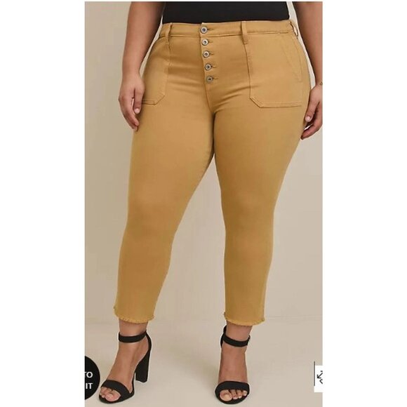Torrid Mom Straight Vintage Stretch High Rise Plus Size 18 R Jeans Golden Tan - Picture 1 of 9